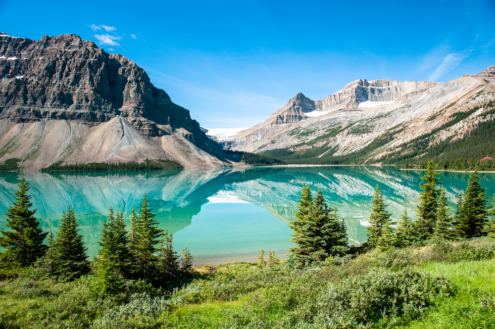 best countries to visit in July, Banff lake in Canada in sunshine