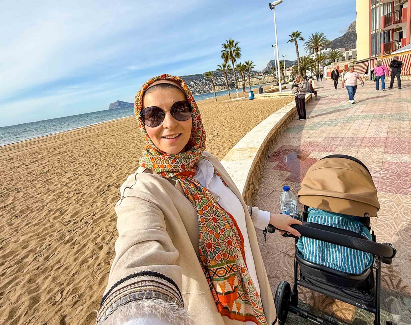 Alicante with a baby,