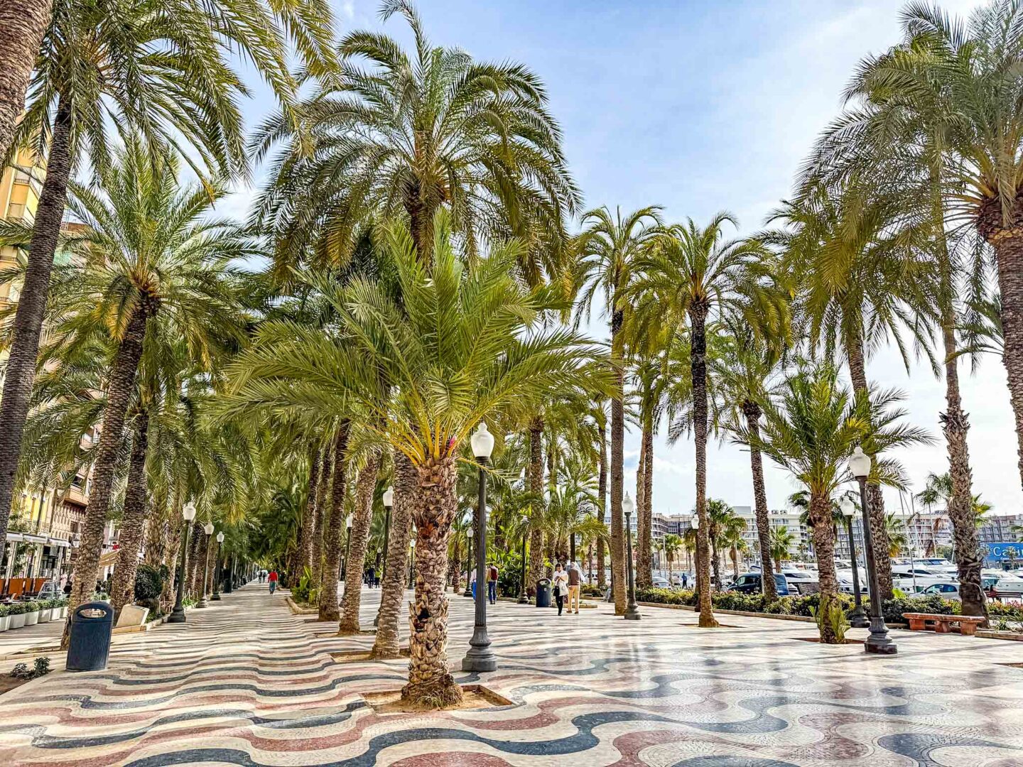 Alicante with a baby, Alicante promenade with a pram