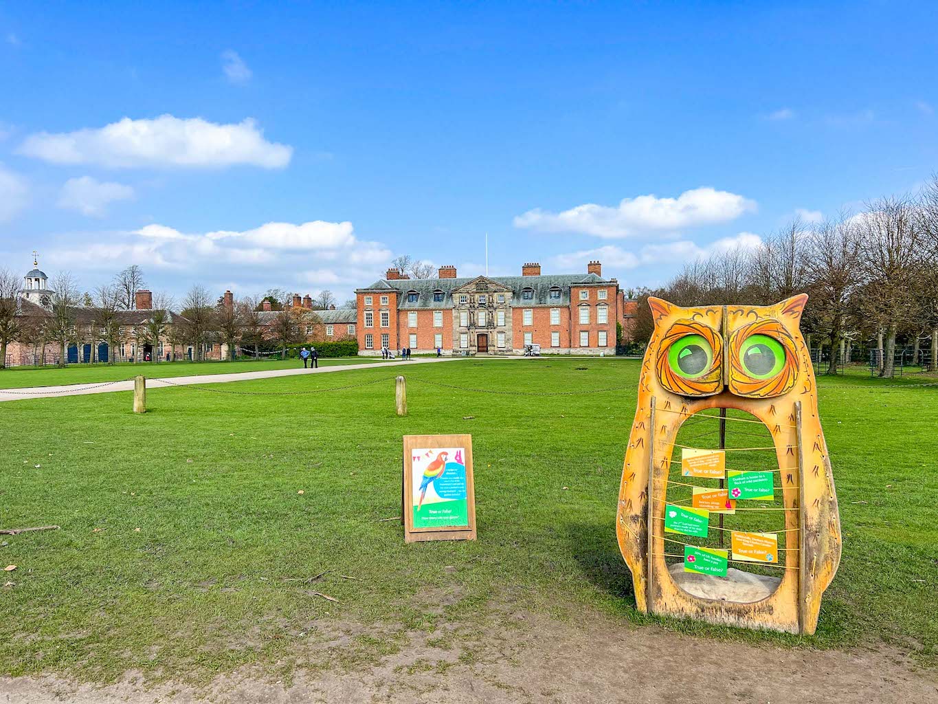 things to do in Manchester Easter holidays, dunham Massey house with seasonal sign