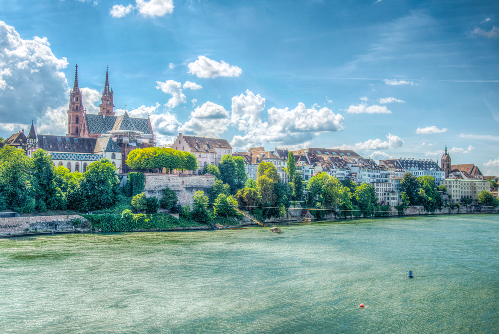 best places to go in June europe, Basel river and old city view 