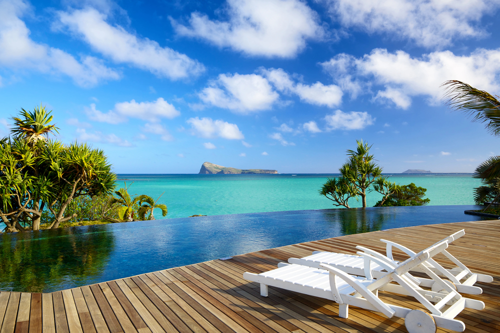 best countries to visit in September, resort overlooking ocean in Mauritius